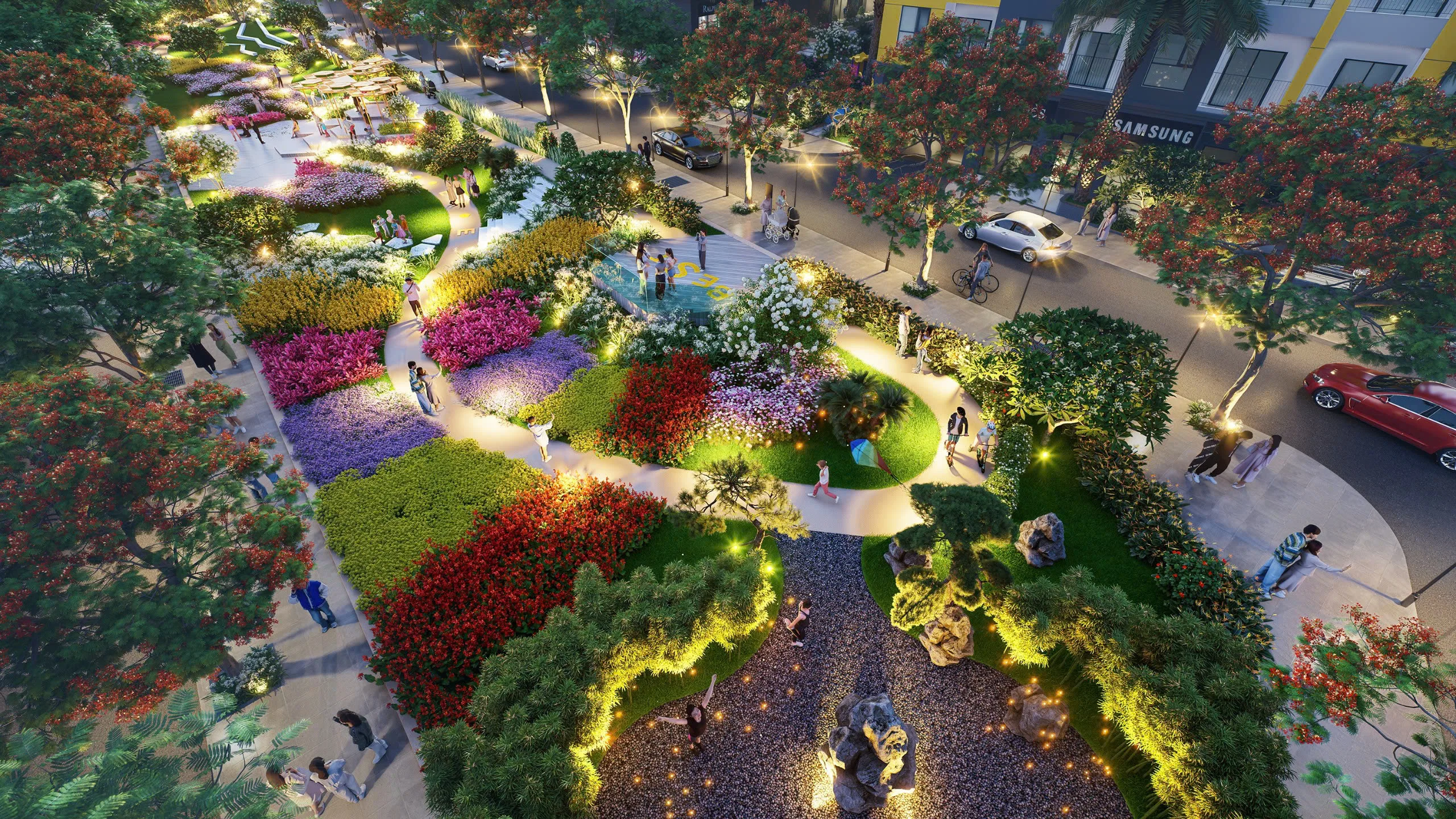 Phối cảnh phố đi bộ cây xanh Bcons City