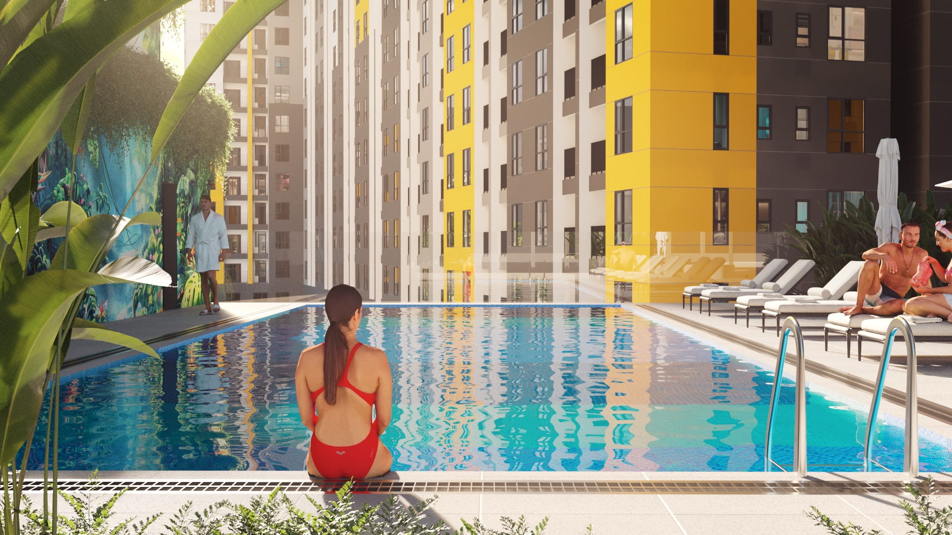 BCONS SOLARY 25 Phối cảnh hồ bơi tràn bờ Bcons Solary