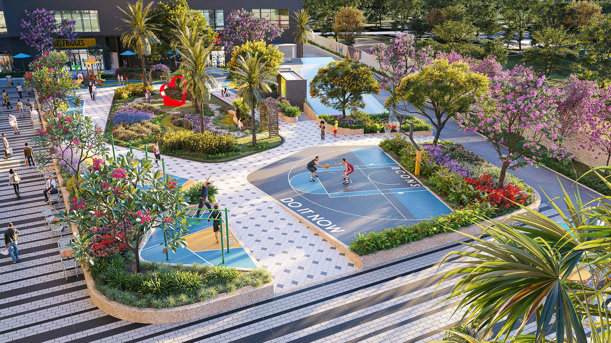 BCONS SOLARY 22 Phối cảnh khuôn viên tiện ích nội khu Bcons Solary