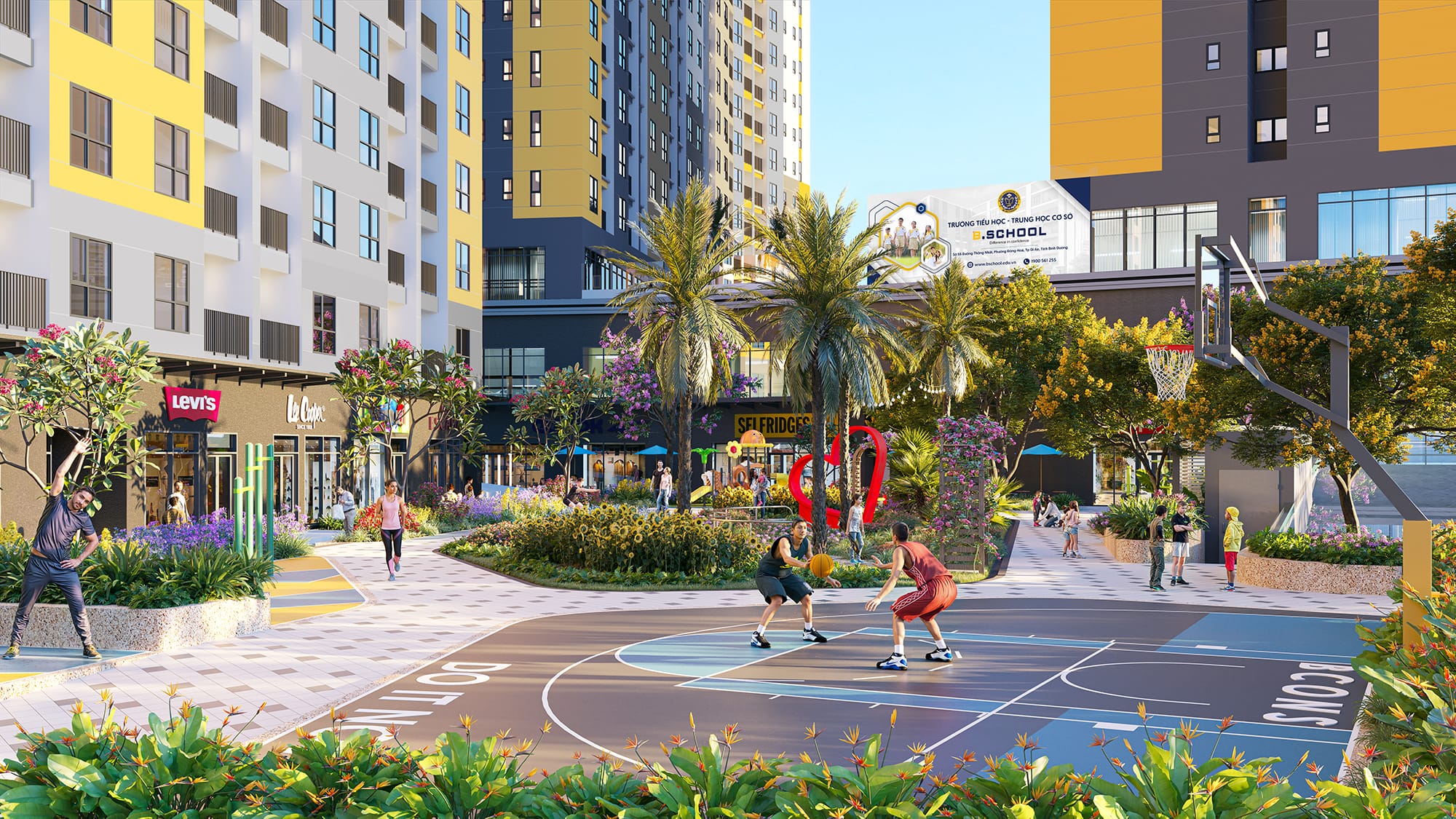 BCONS SOLARY 24 Phối cảnh khuôn viên thể thao Bcons Solary