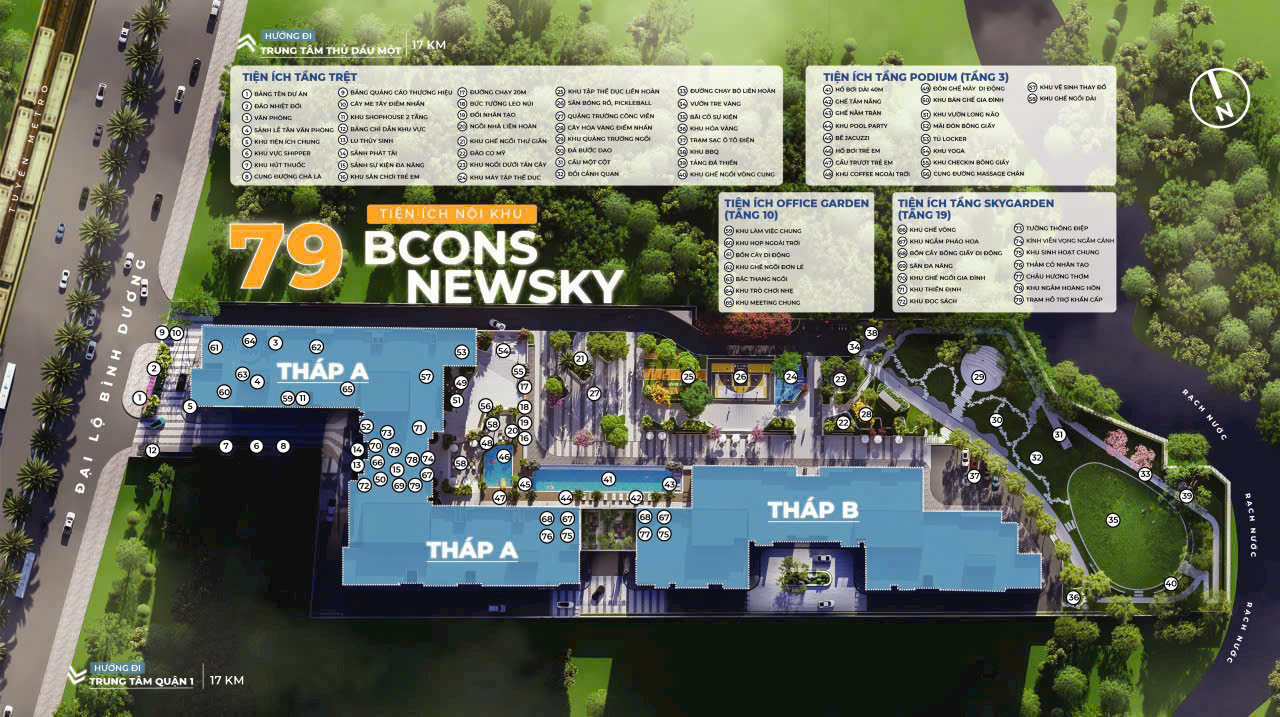 Thiết Kế Căn Hộ Bcons New Sky Có Gì Đặc Biệt? Phân Tích Từ A–Z (Cập Nhật 2025) 2 Mặt bằng tiện ích Bcons New Sky