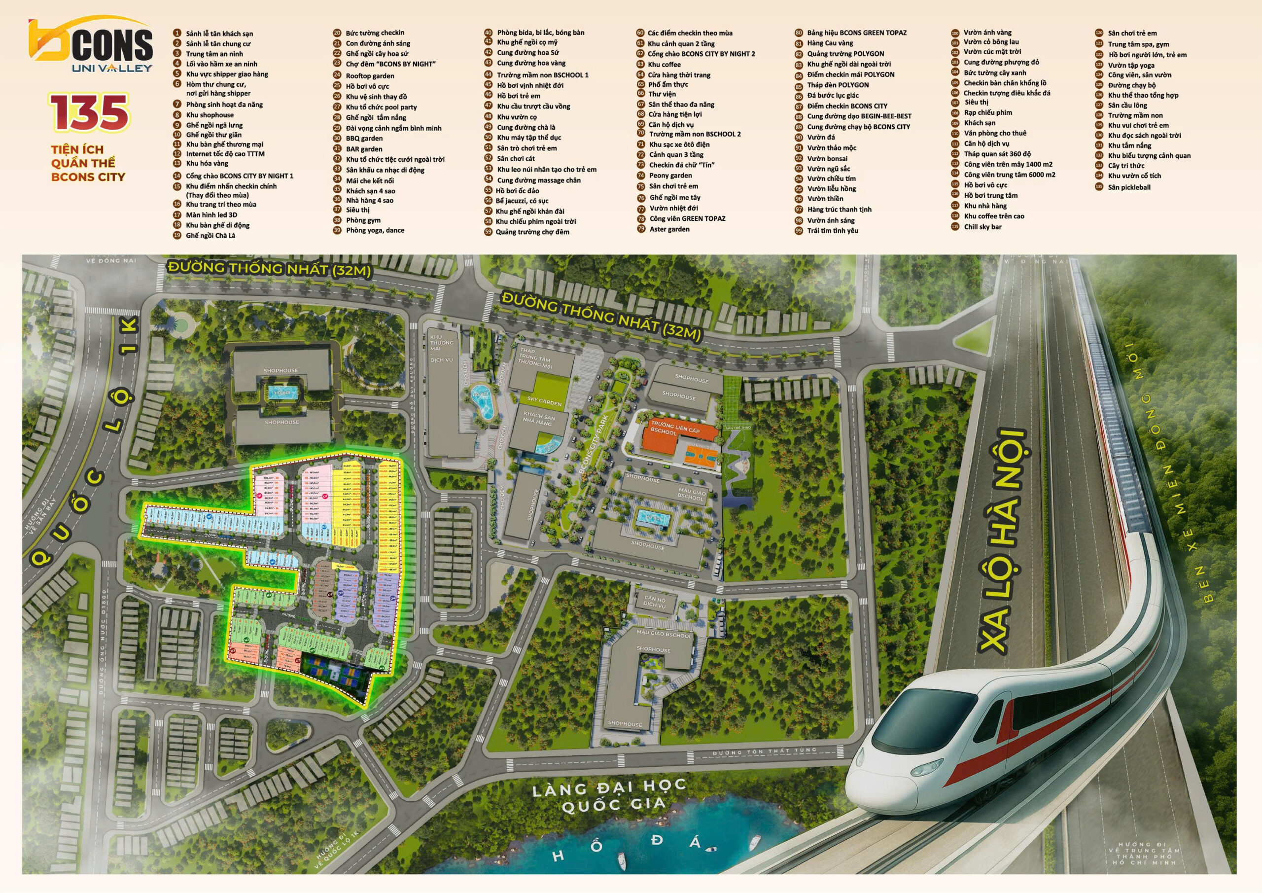 Mặt bằng tiện ích Bcons Uni Valley