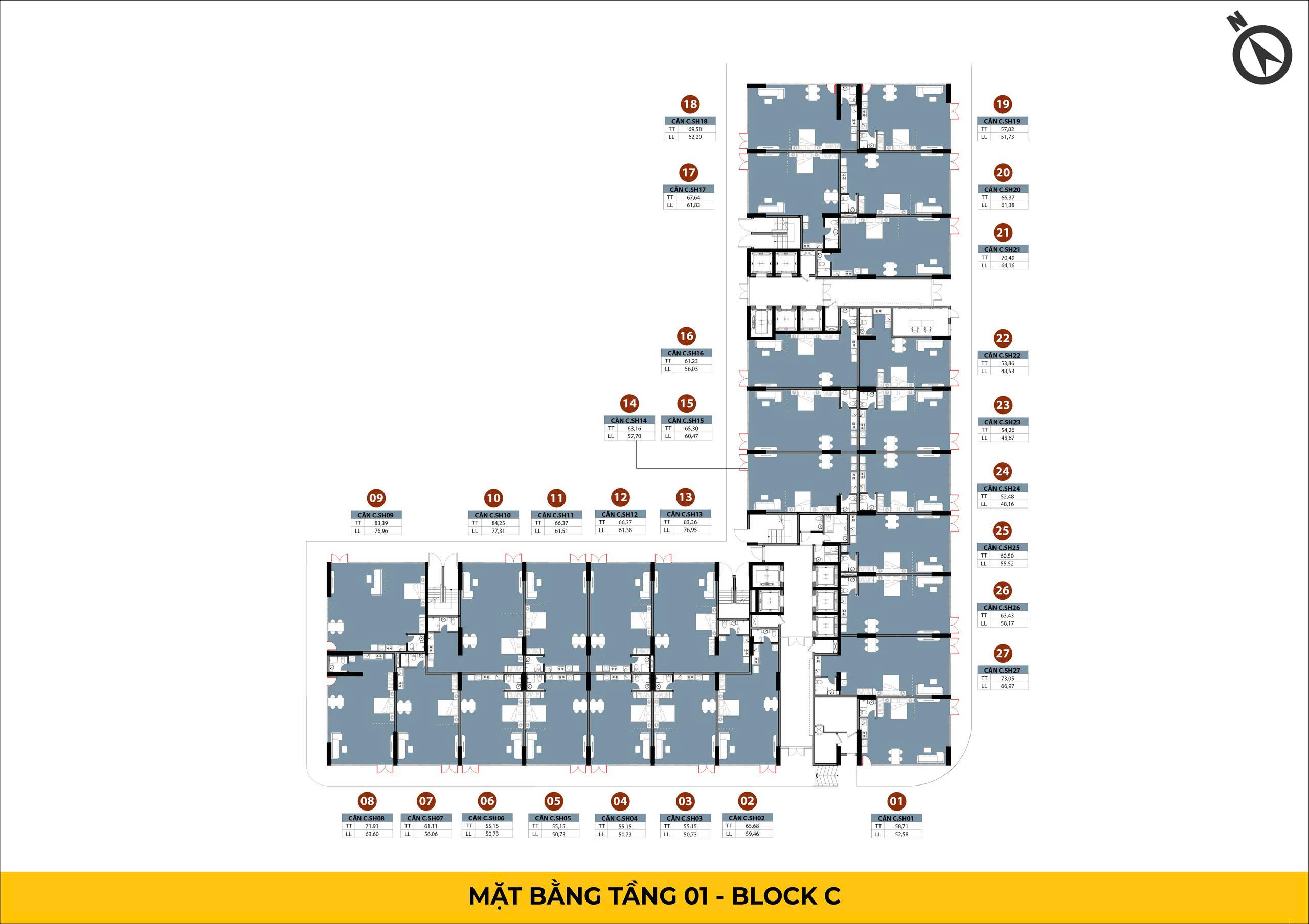 BCONS CENTER CITY 21 Mat bang tang 1 Block C
