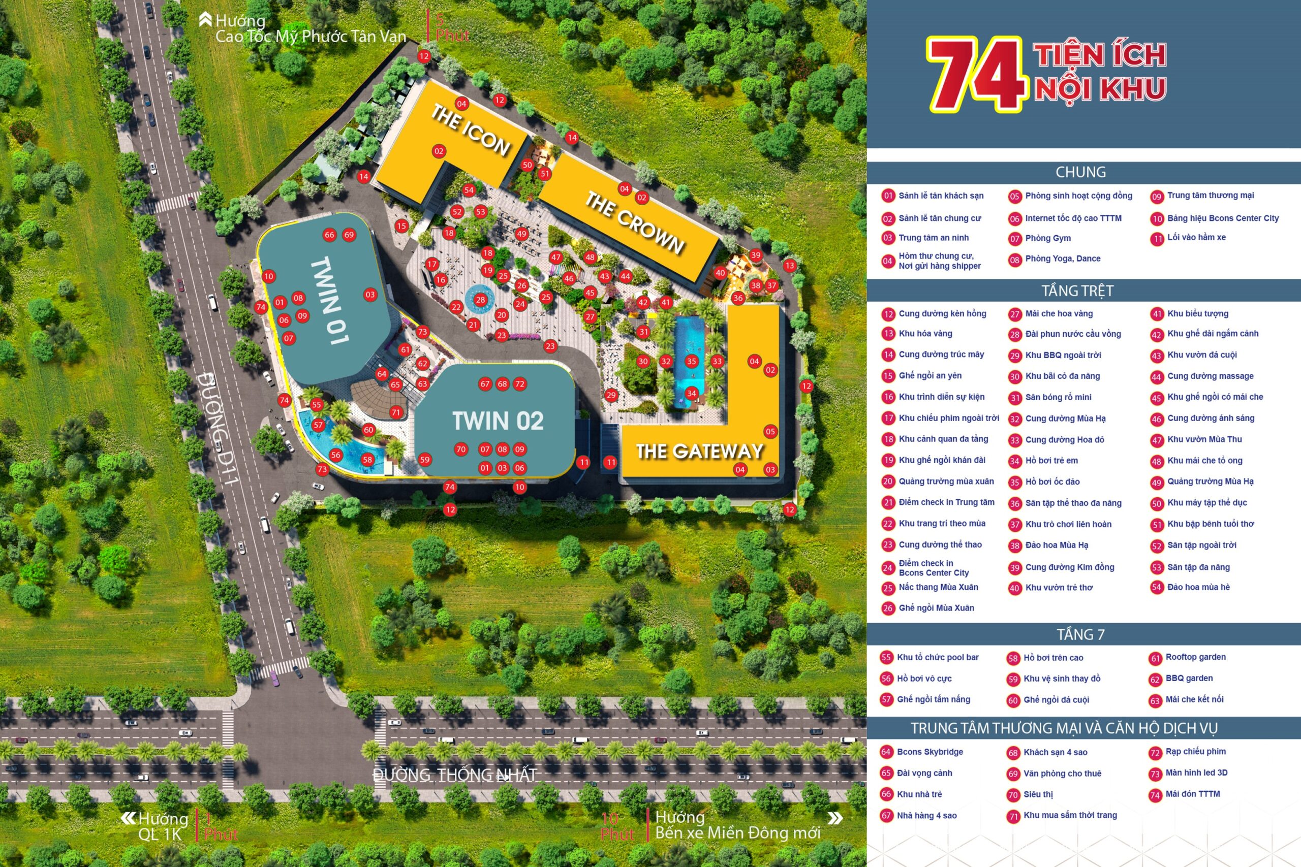 BCONS CENTER CITY 30 Mặt bằng tiện ích Bcons Center City