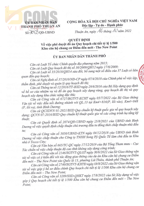 Pháp lý Bcons New Sky - Quy hoạch 1/500